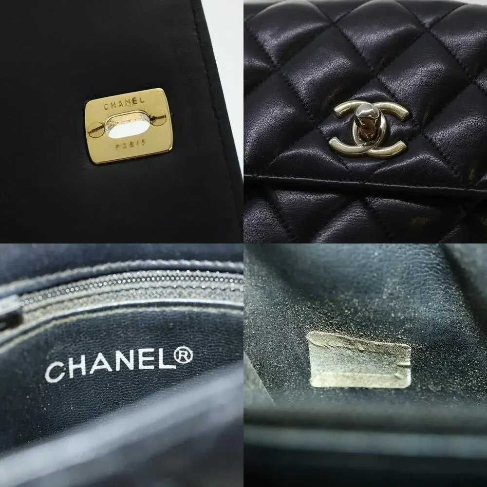 Chanel Matelasse Lambskin Turn Lock Chain Shoulder Bag Black